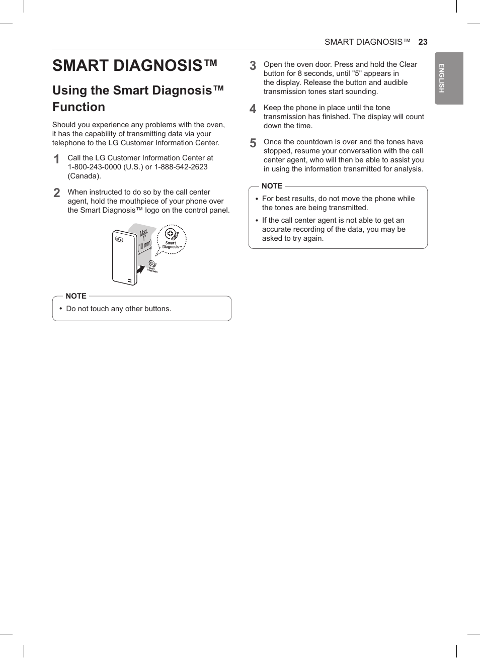 Smart diagnosis, Using the smart diagnosis™ function | LG 0.9 cu. ft. Countertop Microwave User Manual User Manual | Page 23 / 60