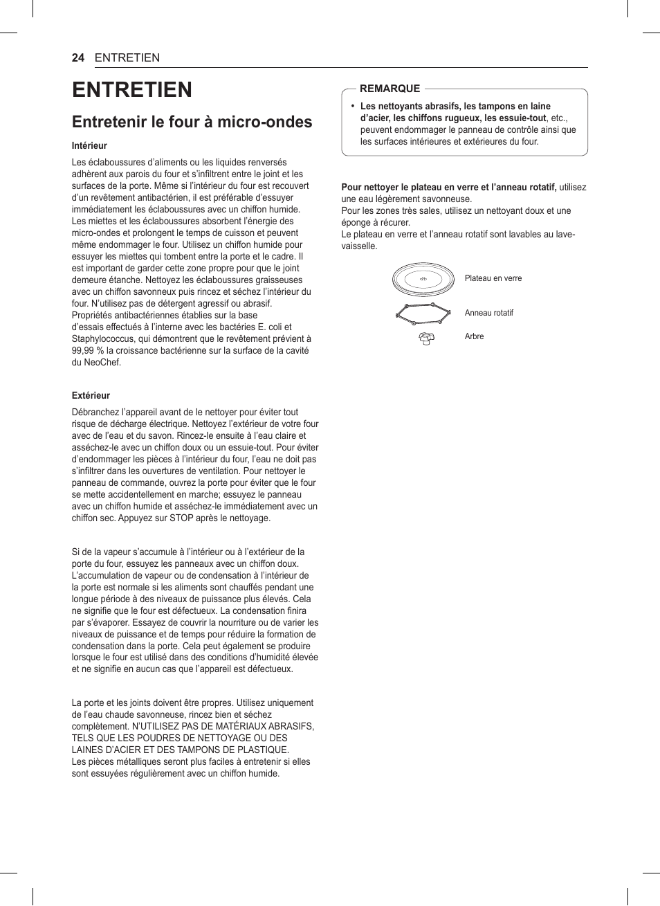 Entretien, Entretenir le four à micro-ondes | LG 0.9 cu. ft. Countertop Microwave User Manual User Manual | Page 54 / 60