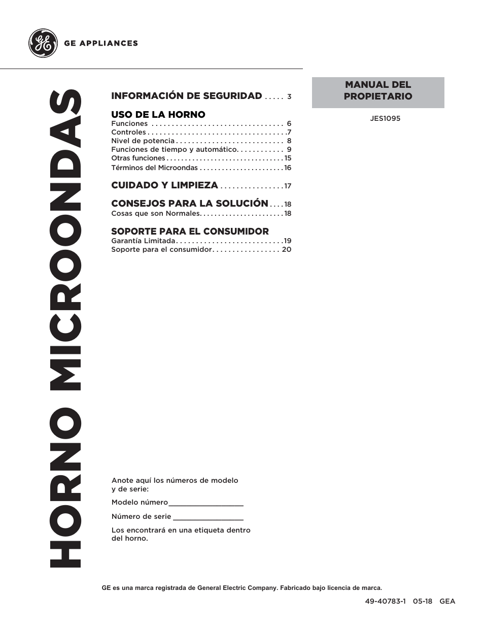 Horno microondas | GE 0.9 cu. ft. Countertop Microwave Oven Use and Care Guide User Manual | Page 21 / 40