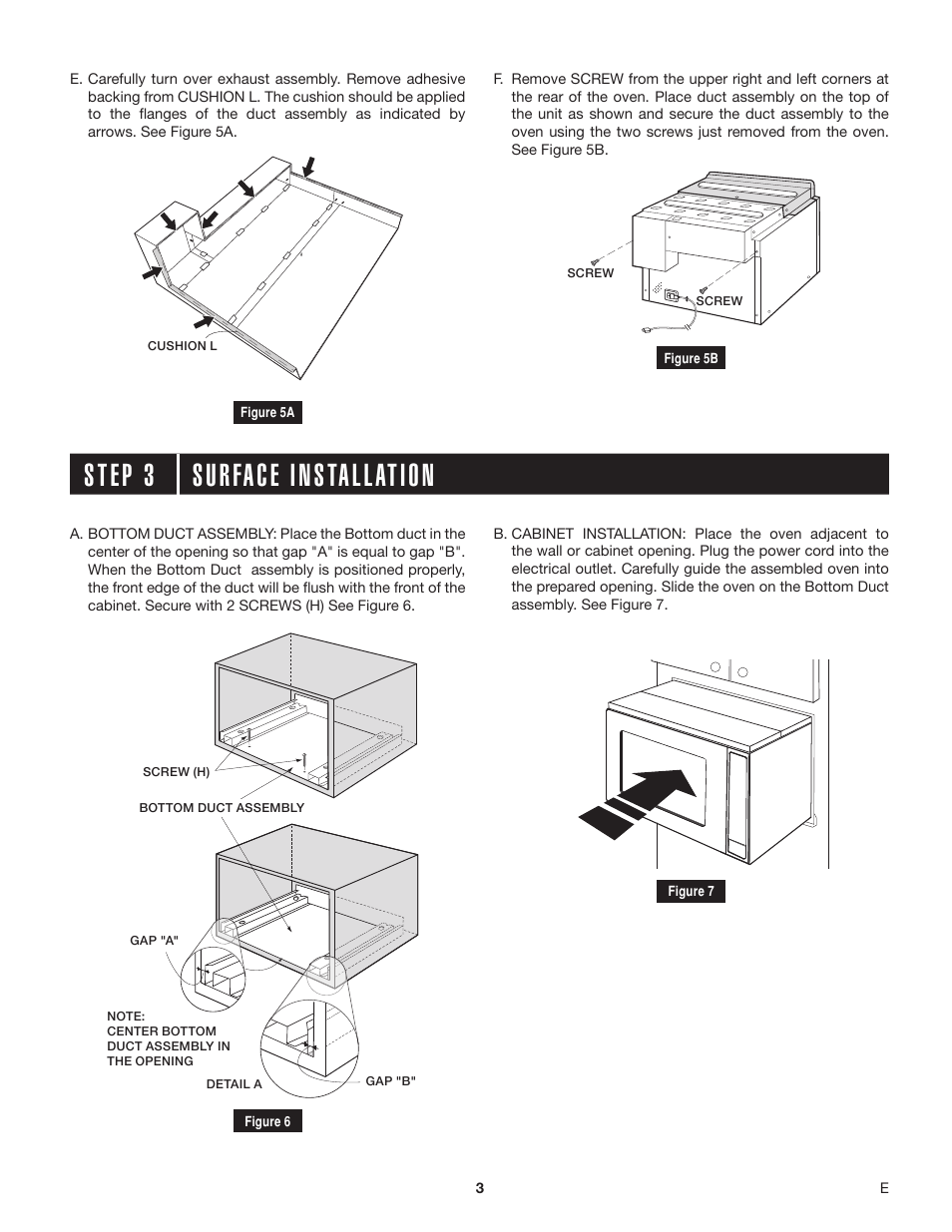 Step 3 surface installation | Sharp 1.5 Cu. Ft. Countertop Microwave Oven Installation Guide for Trim Kit User Manual | Page 3 / 8