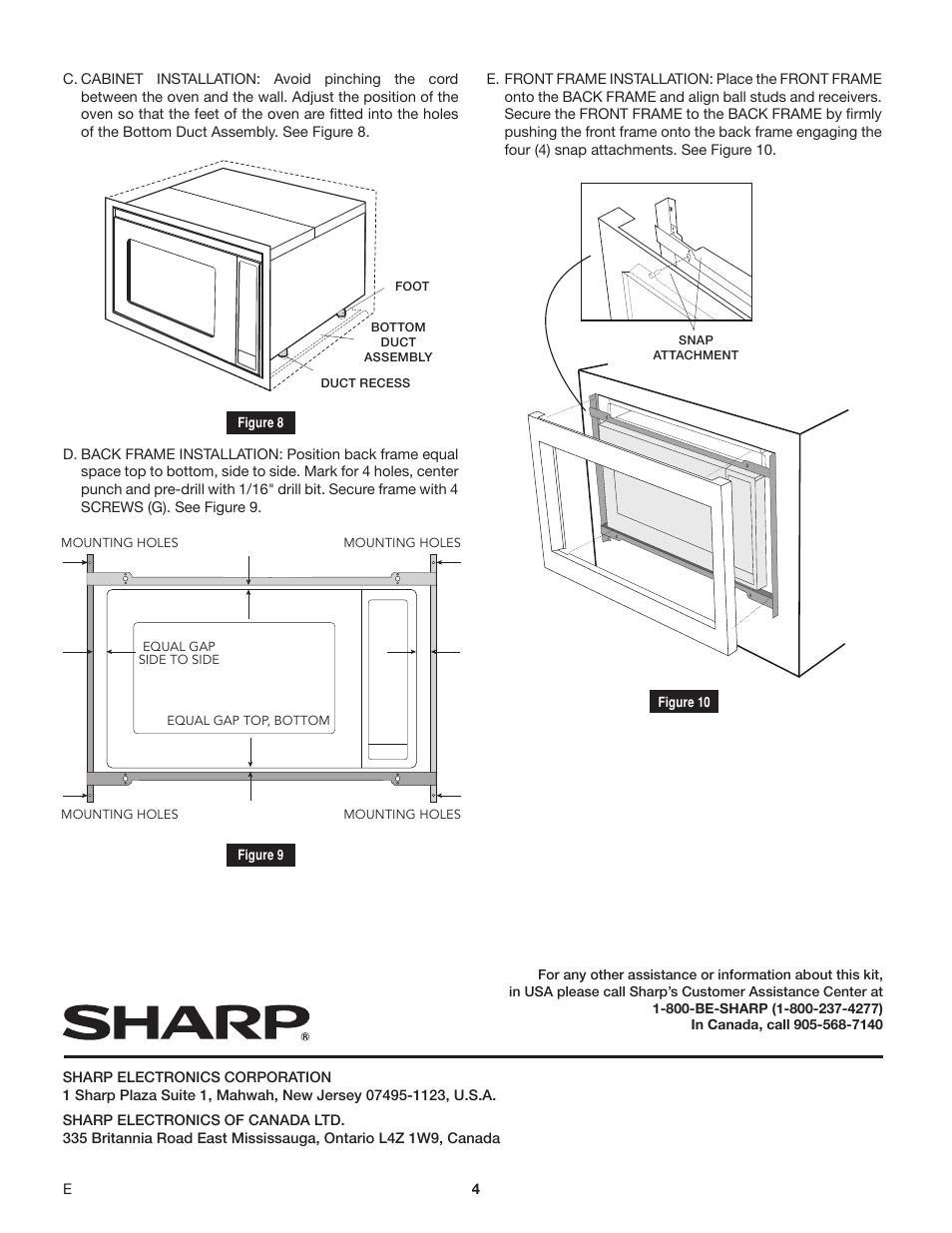 Sharp 1.5 Cu. Ft. Countertop Microwave Oven Installation Guide for Trim Kit User Manual | Page 4 / 8