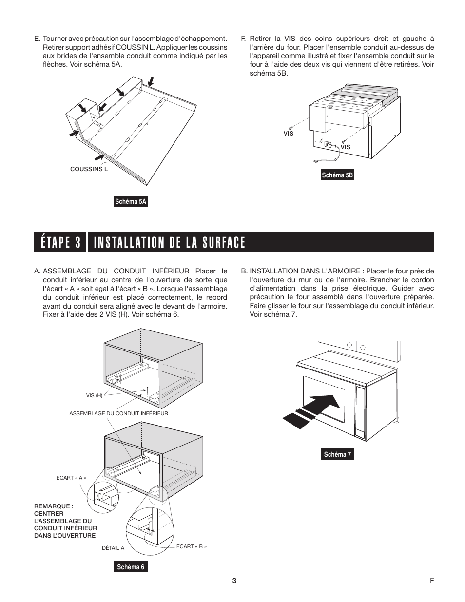 Étape 3 installation de la surface | Sharp 1.5 Cu. Ft. Countertop Microwave Oven Installation Guide for Trim Kit User Manual | Page 7 / 8