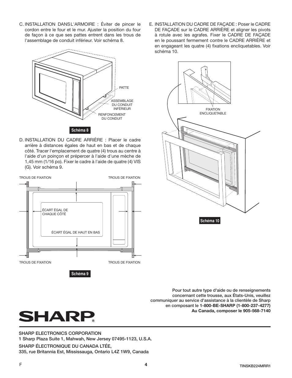 Sharp 1.5 Cu. Ft. Countertop Microwave Oven Installation Guide for Trim Kit User Manual | Page 8 / 8