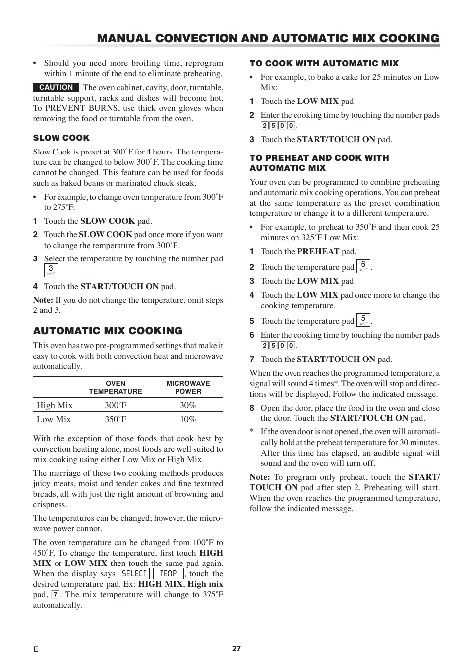 Manual convection and automatic mix cooking, Automatic mix cooking | Sharp 1.5 Cu. Ft. Countertop Microwave Oven Operation Manual User Manual | Page 27 / 68