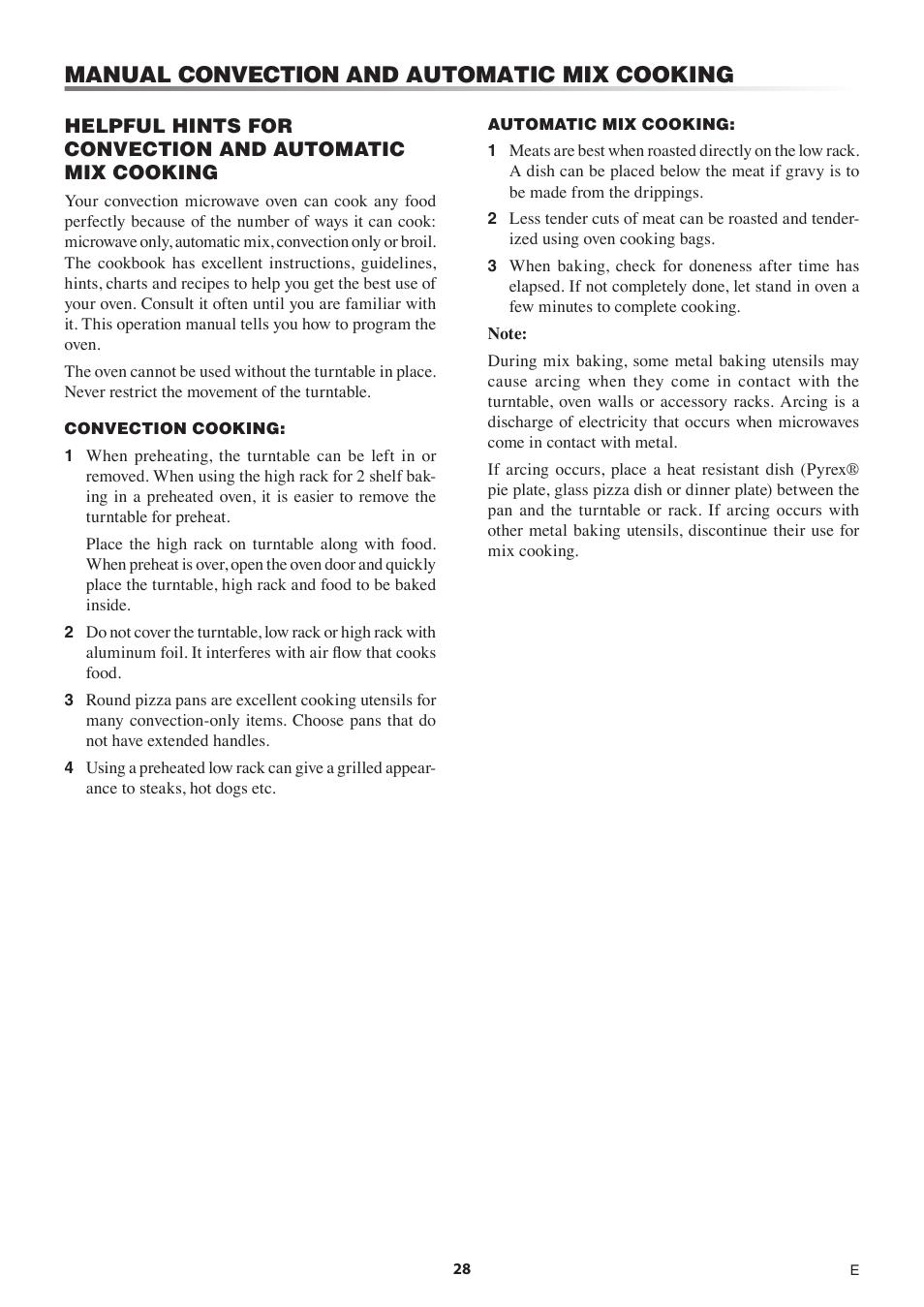 Manual convection and automatic mix cooking | Sharp 1.5 Cu. Ft. Countertop Microwave Oven Operation Manual User Manual | Page 28 / 68