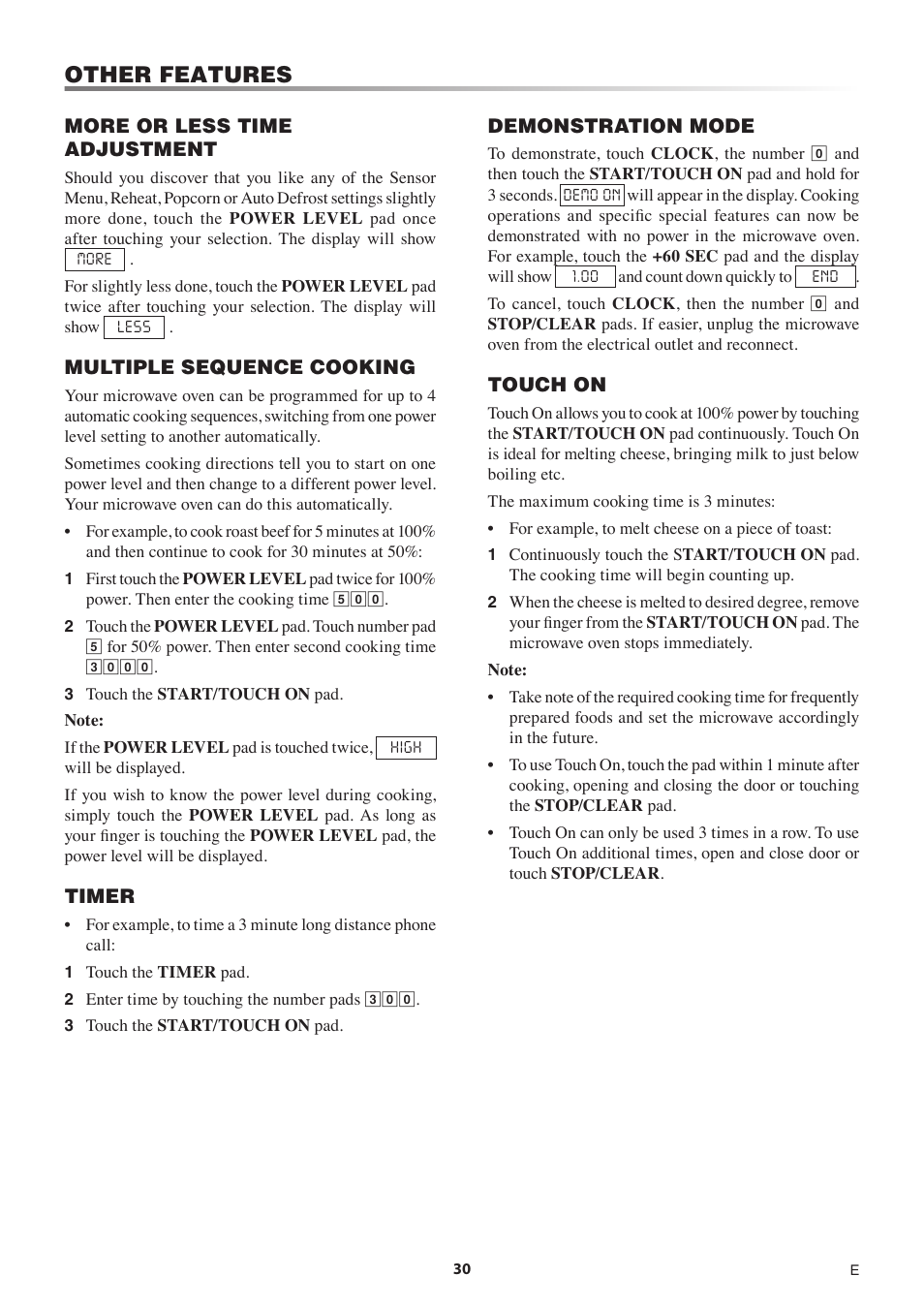 Other features | Sharp 1.5 Cu. Ft. Countertop Microwave Oven Operation Manual User Manual | Page 30 / 68