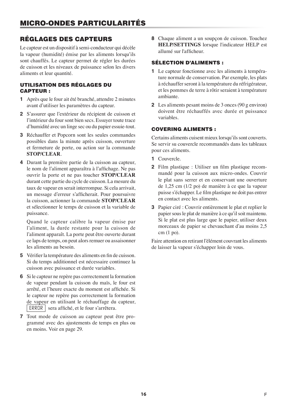 Micro-ondes particularités | Sharp 1.5 Cu. Ft. Countertop Microwave Oven Operation Manual User Manual | Page 50 / 68