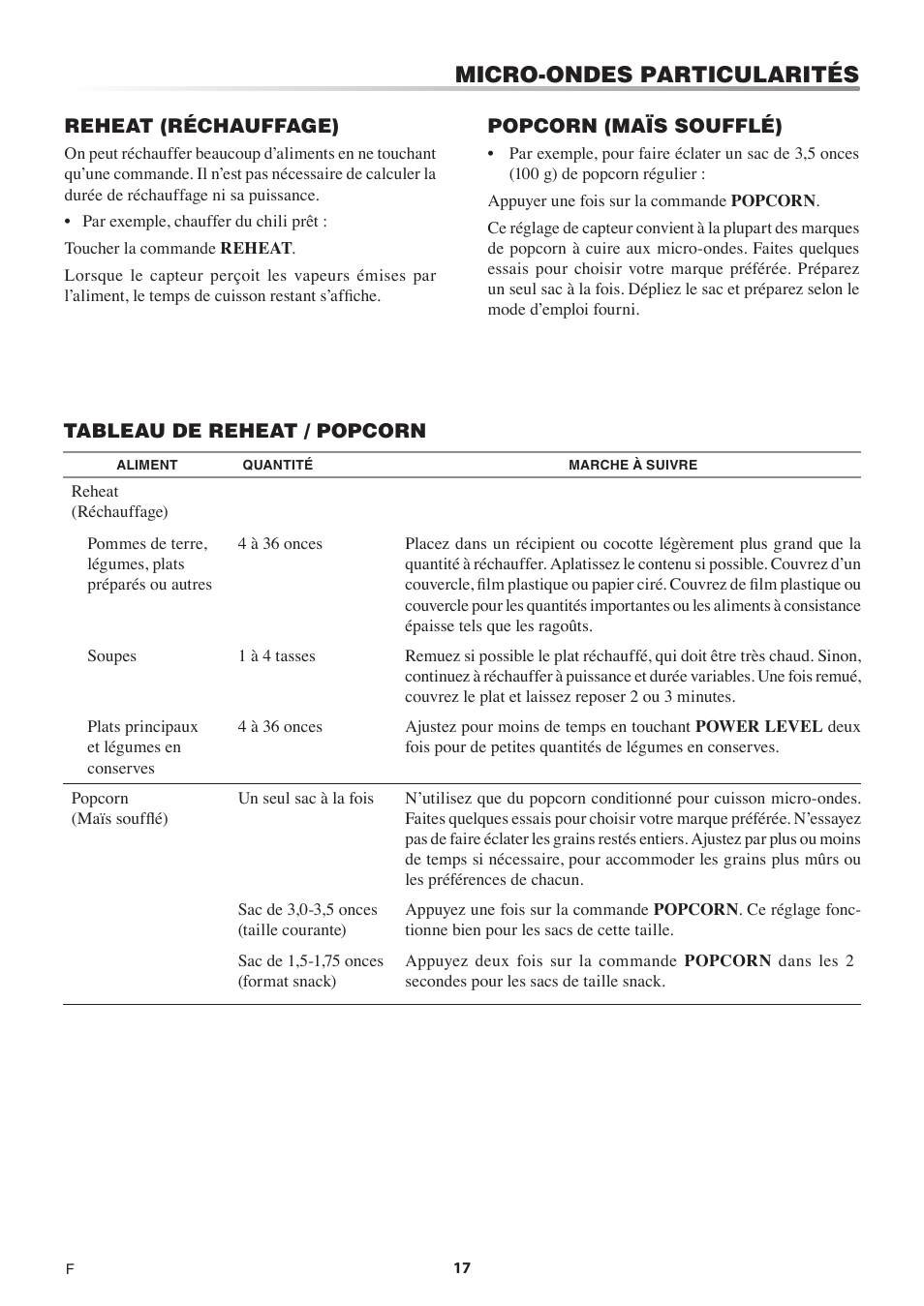 Micro-ondes particularités | Sharp 1.5 Cu. Ft. Countertop Microwave Oven Operation Manual User Manual | Page 51 / 68