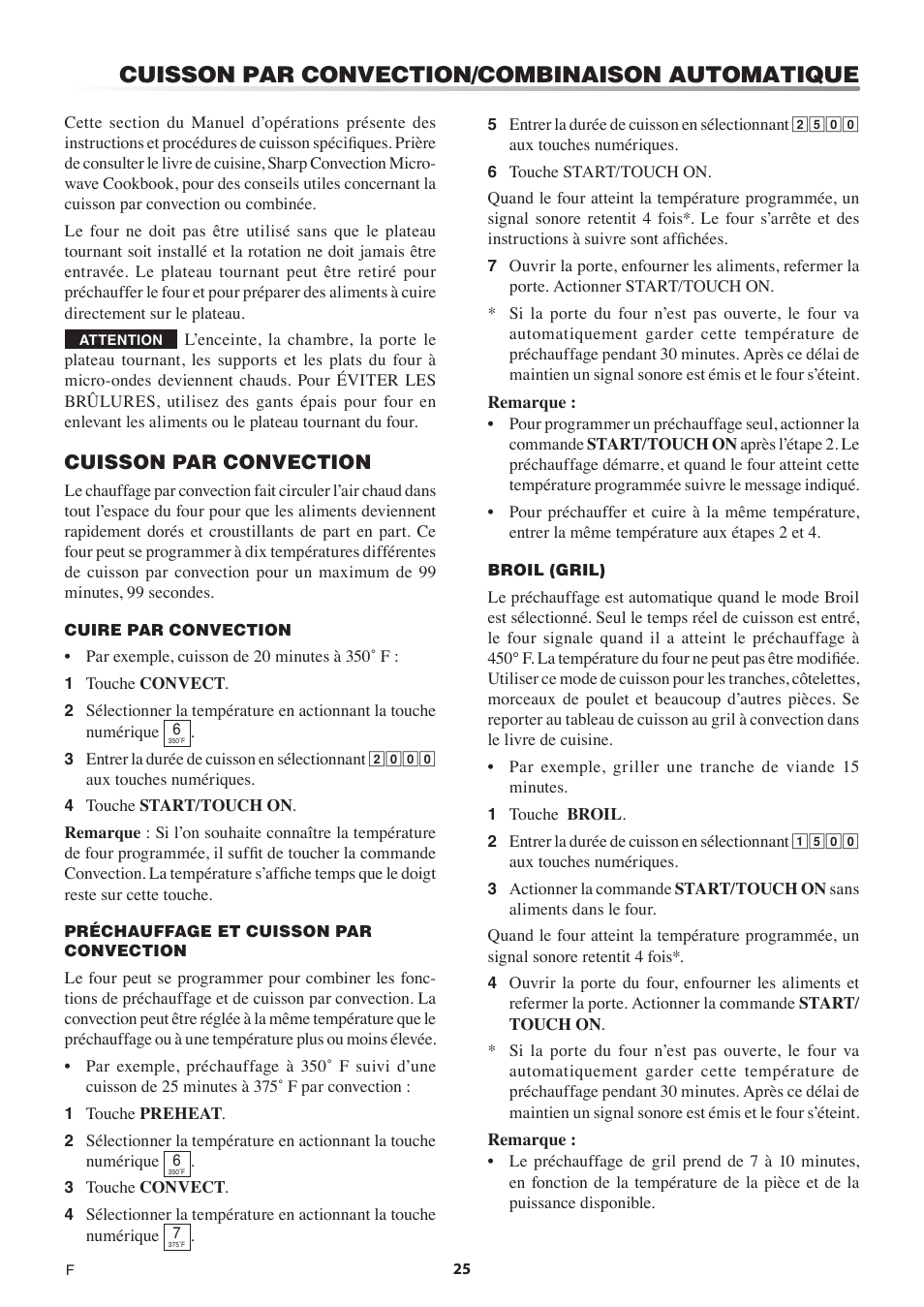 Cuisson par convection/combinaison automatique | Sharp 1.5 Cu. Ft. Countertop Microwave Oven Operation Manual User Manual | Page 59 / 68