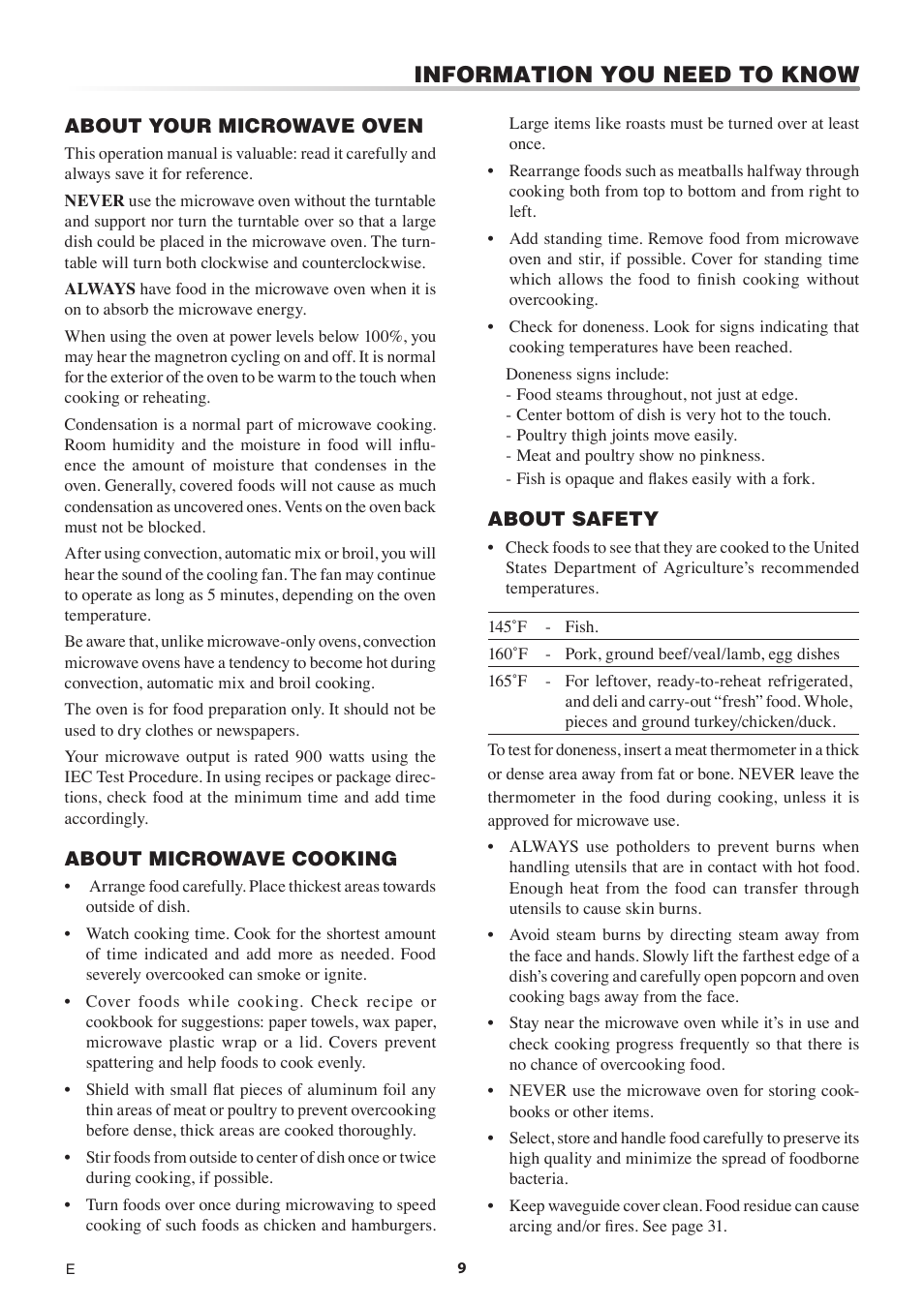 Information you need to know | Sharp 1.5 Cu. Ft. Countertop Microwave Oven Operation Manual User Manual | Page 9 / 68