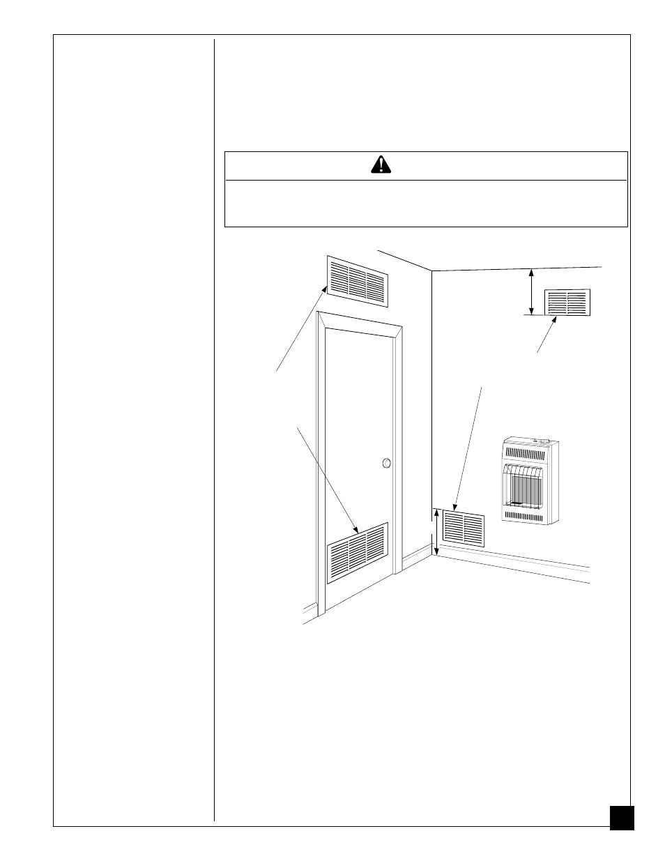 Fresh air for combustion and ventilation, Warning | Desa CGP11A User Manual | Page 7 / 28