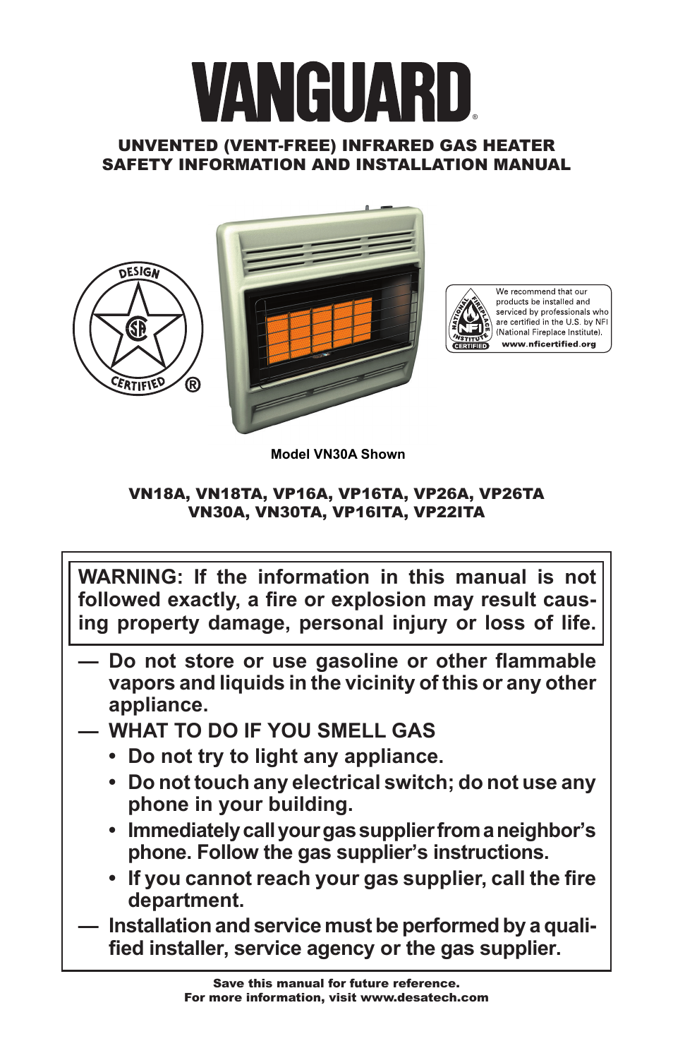 Desa VP26TA VN30A User Manual | 36 pages
