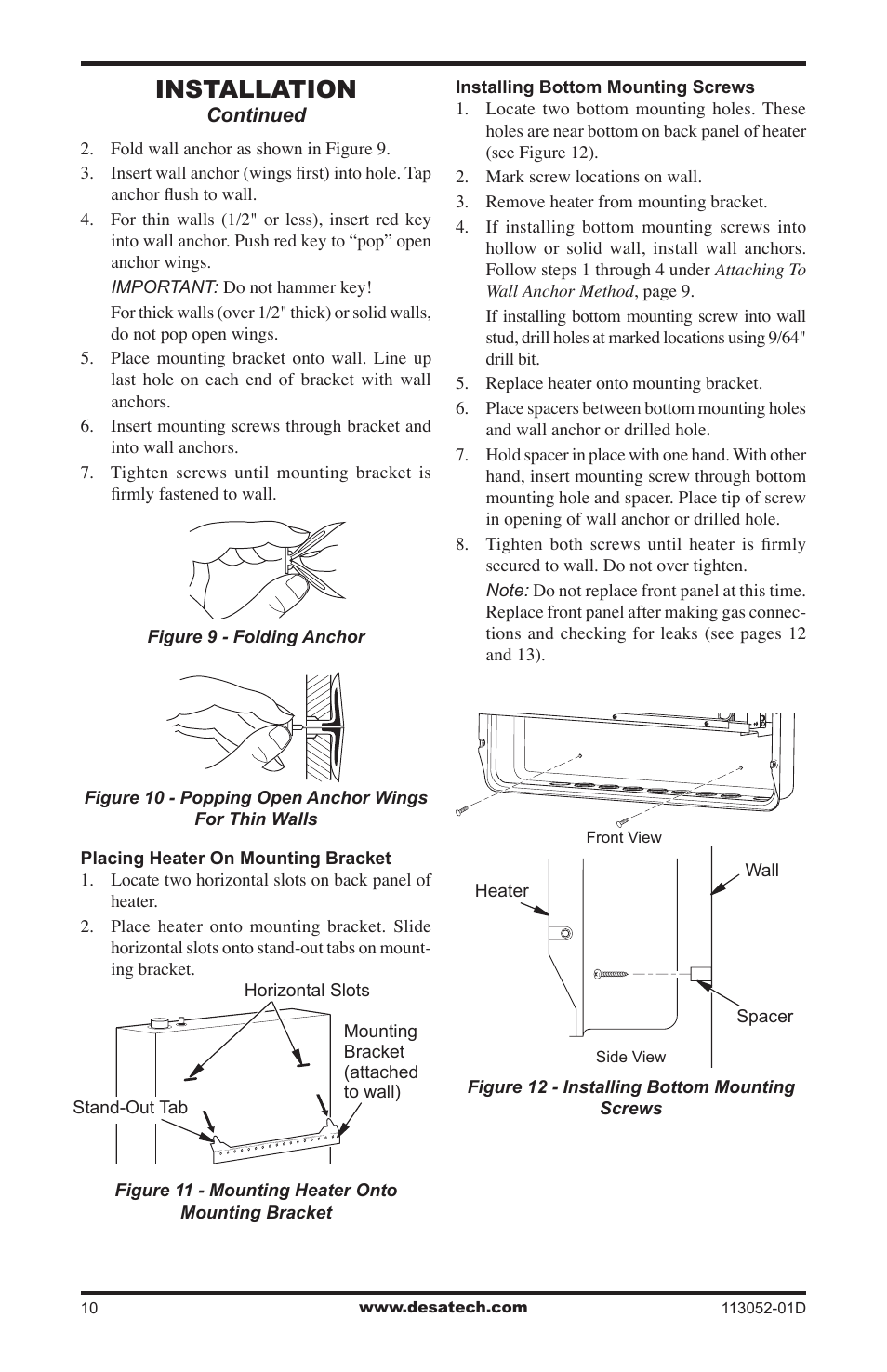 Installation | Desa VP26TA VN30A User Manual | Page 10 / 36