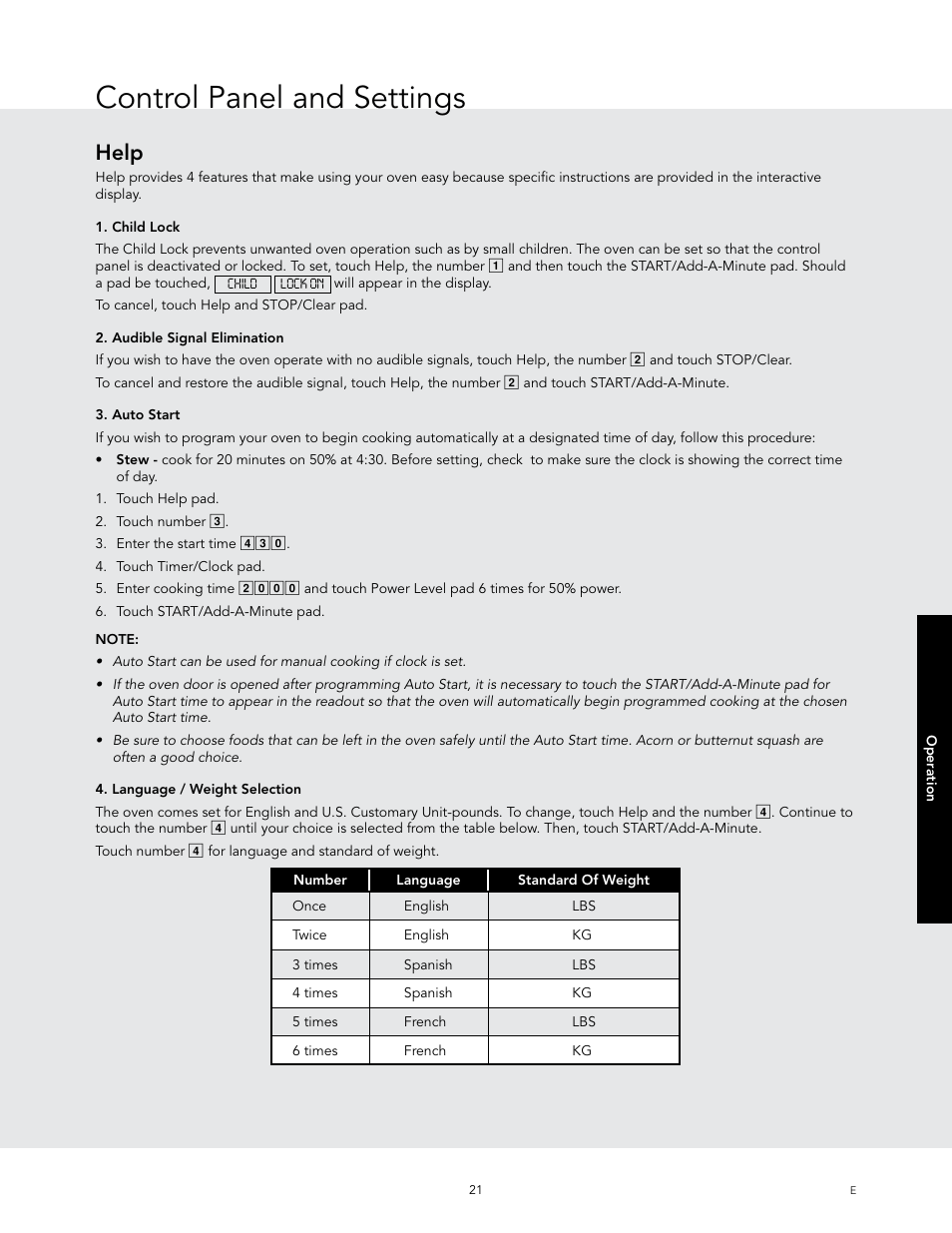 Control panel and settings, Help | Viking 24 Inch Countertop Microwave Oven Use and Care User Manual | Page 23 / 88