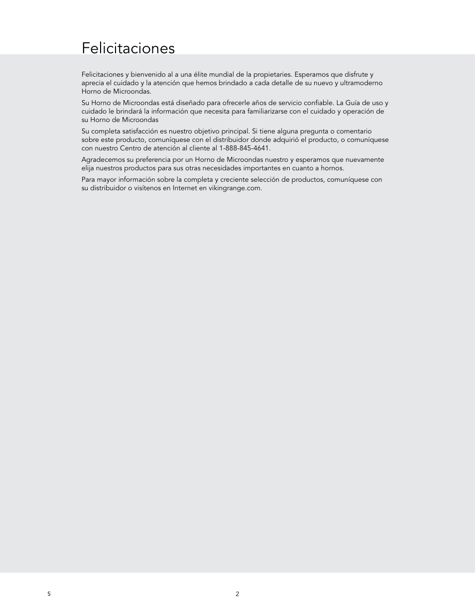 Felicitaciones | Viking 24 Inch Countertop Microwave Oven Use and Care User Manual | Page 30 / 88