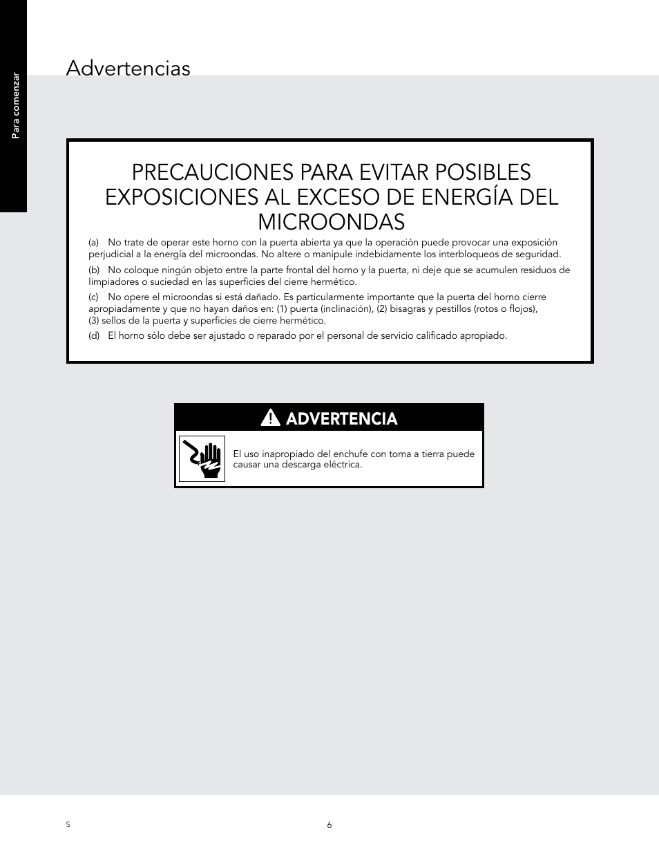 Advertencias, Advertencia | Viking 24 Inch Countertop Microwave Oven Use and Care User Manual | Page 34 / 88