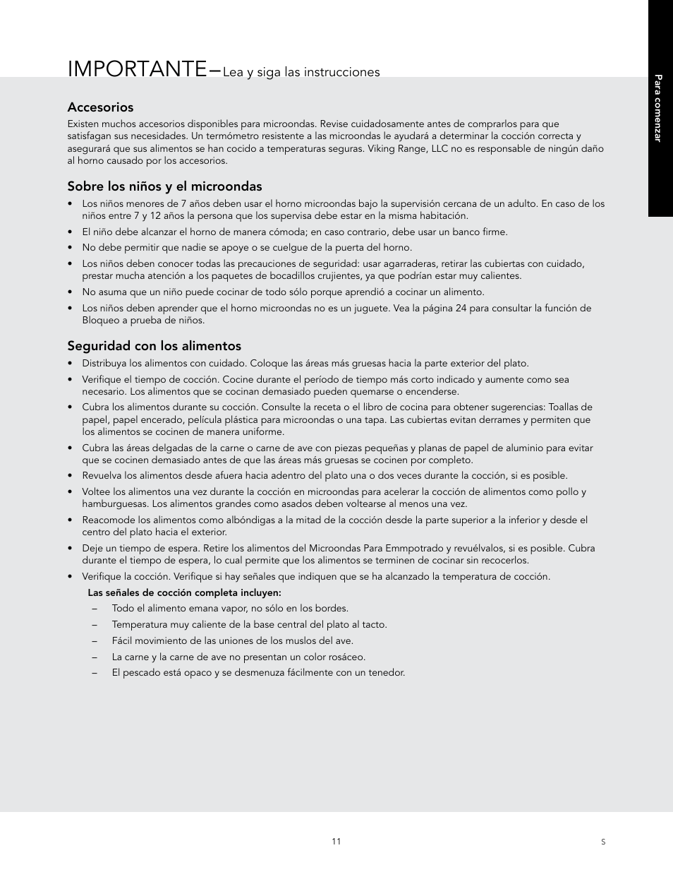 Importante | Viking 24 Inch Countertop Microwave Oven Use and Care User Manual | Page 39 / 88