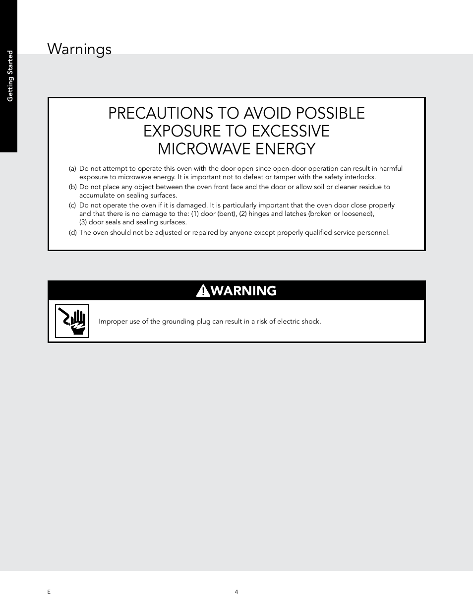 Warnings, Warning | Viking 24 Inch Countertop Microwave Oven Use and Care User Manual | Page 6 / 88