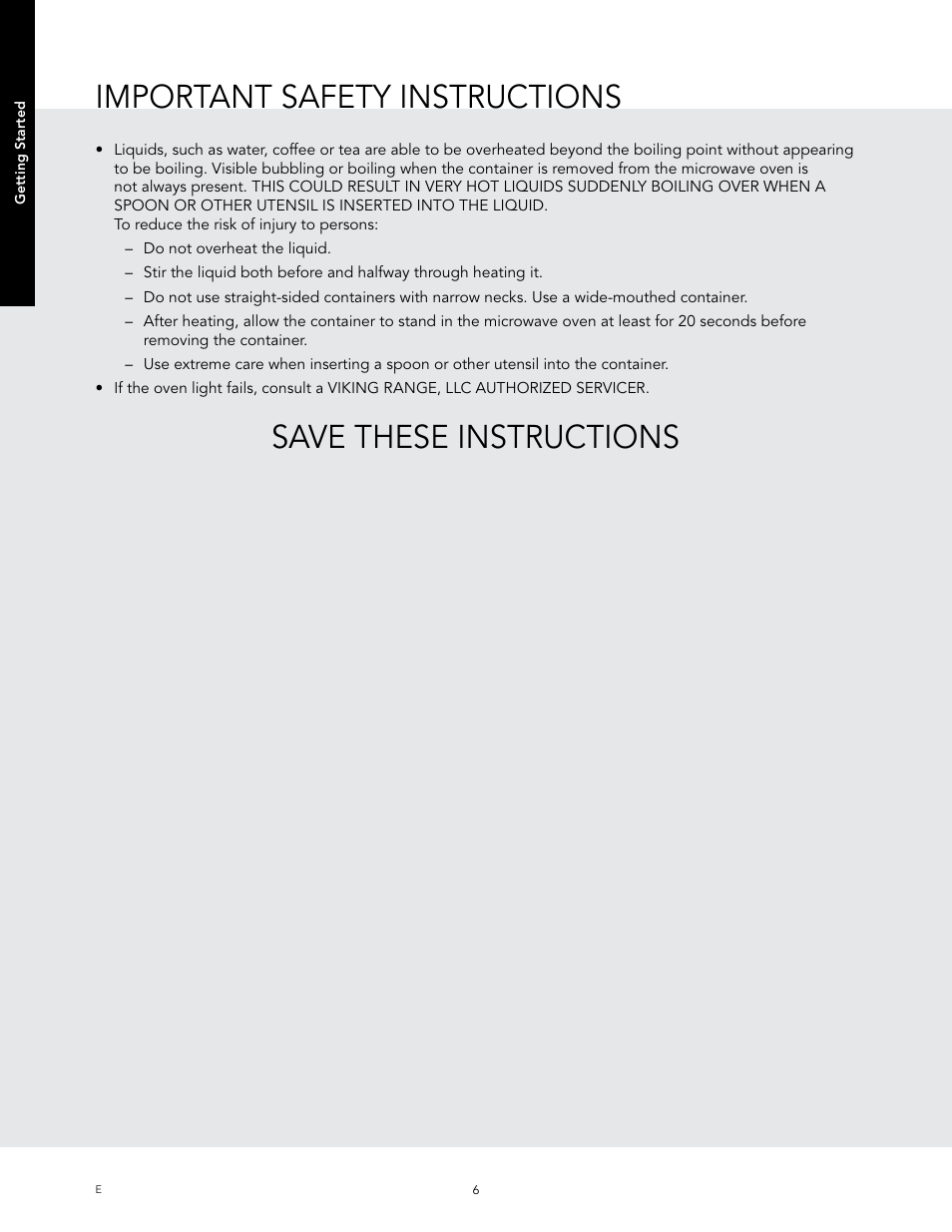 Important safety instructions, Save these instructions | Viking 24 Inch Countertop Microwave Oven Use and Care User Manual | Page 8 / 88