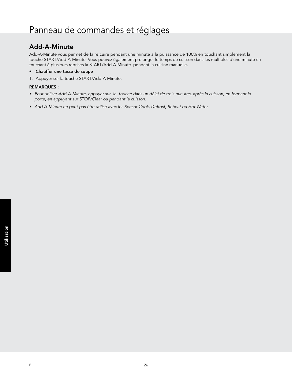 Panneau de commandes et réglages, Add-a-minute | Viking 24 Inch Countertop Microwave Oven Use and Care User Manual | Page 84 / 88