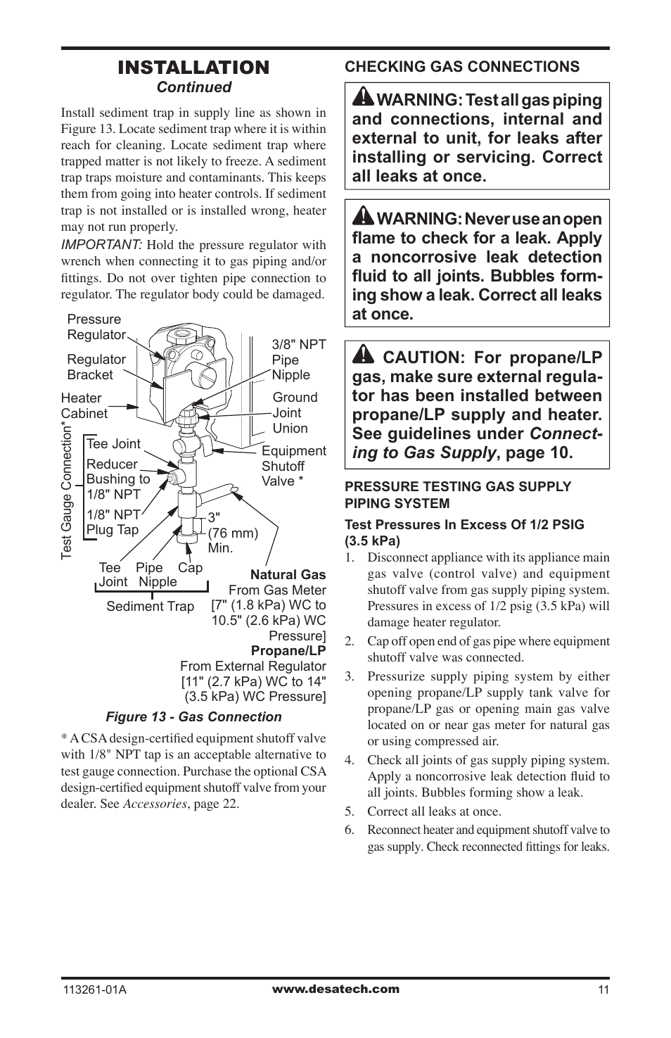 Installation | Desa VTN25R  ES User Manual | Page 11 / 48