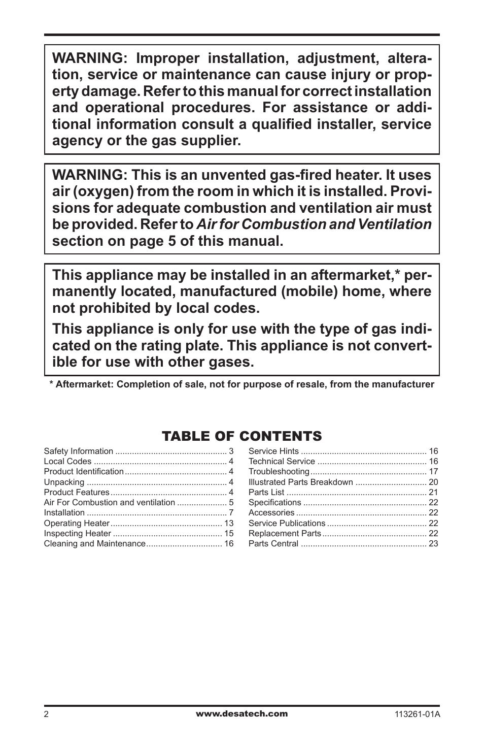 Desa VTN25R  ES User Manual | Page 2 / 48