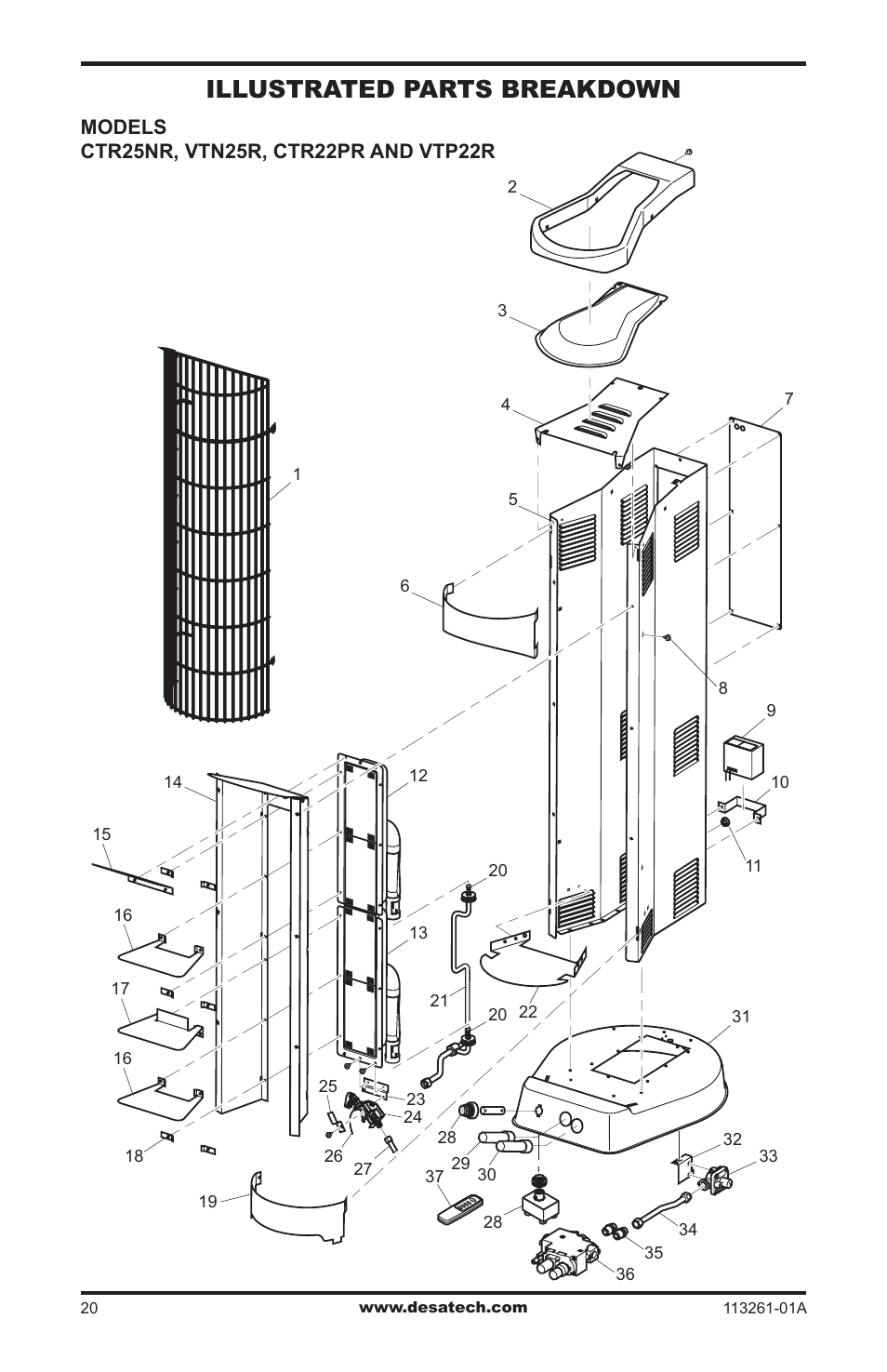 Illustrated parts breakdown | Desa VTN25R  ES User Manual | Page 20 / 48