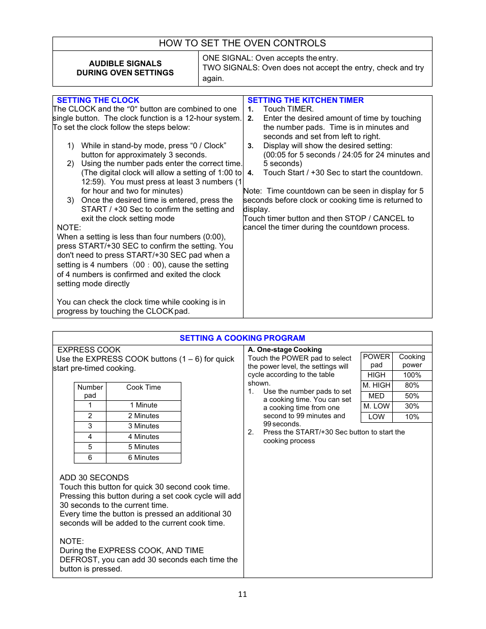 Avanti 18 Inch Countertop Microwave Oven Instruction Guide User Manual | Page 11 / 48