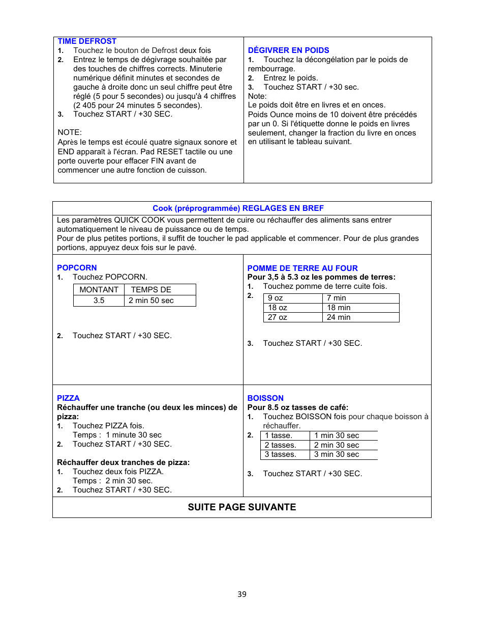 Avanti 18 Inch Countertop Microwave Oven Instruction Guide User Manual | Page 39 / 48