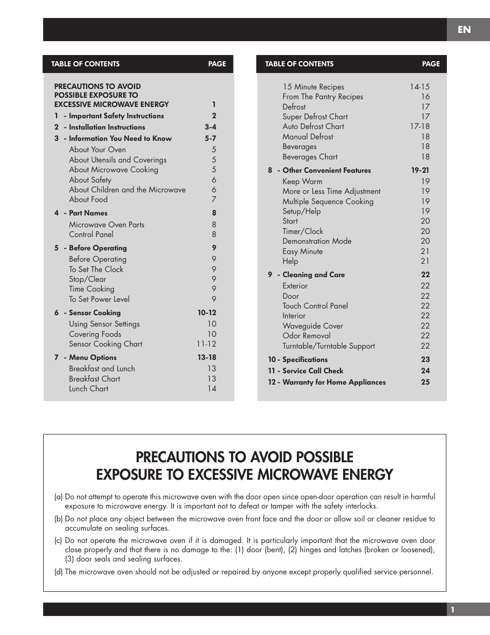 Fulgor Milano 24 Inch Countertop Microwave Oven Use and Care Manual User Manual | Page 3 / 56