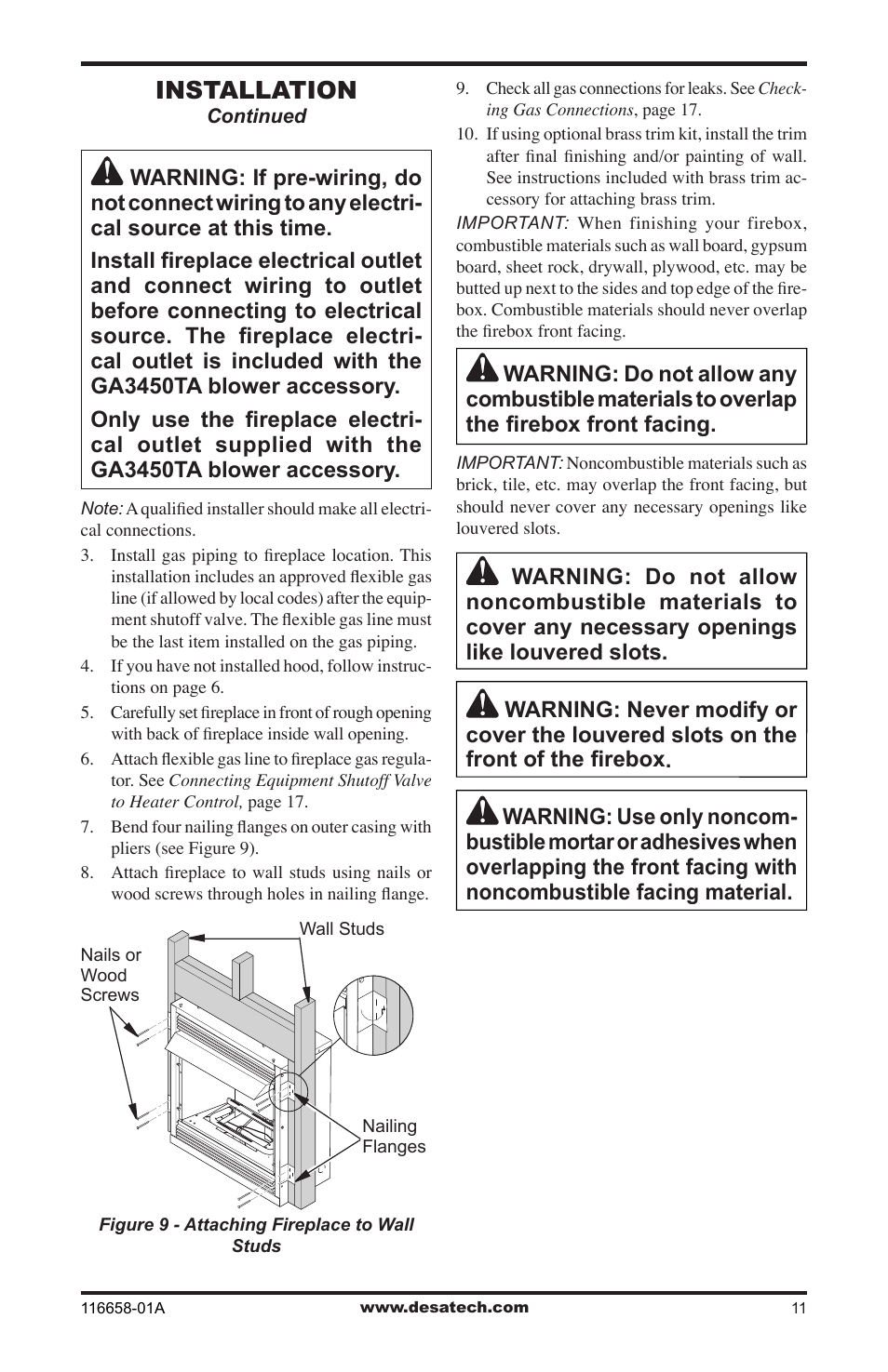 Installation | Desa CDCFNRA User Manual | Page 11 / 40