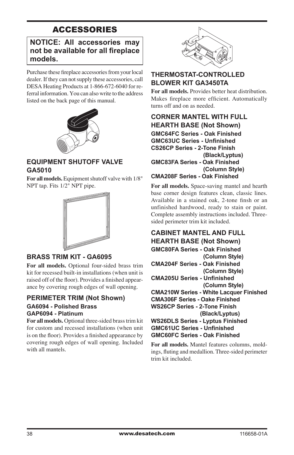 Accessories | Desa CDCFNRA User Manual | Page 38 / 40