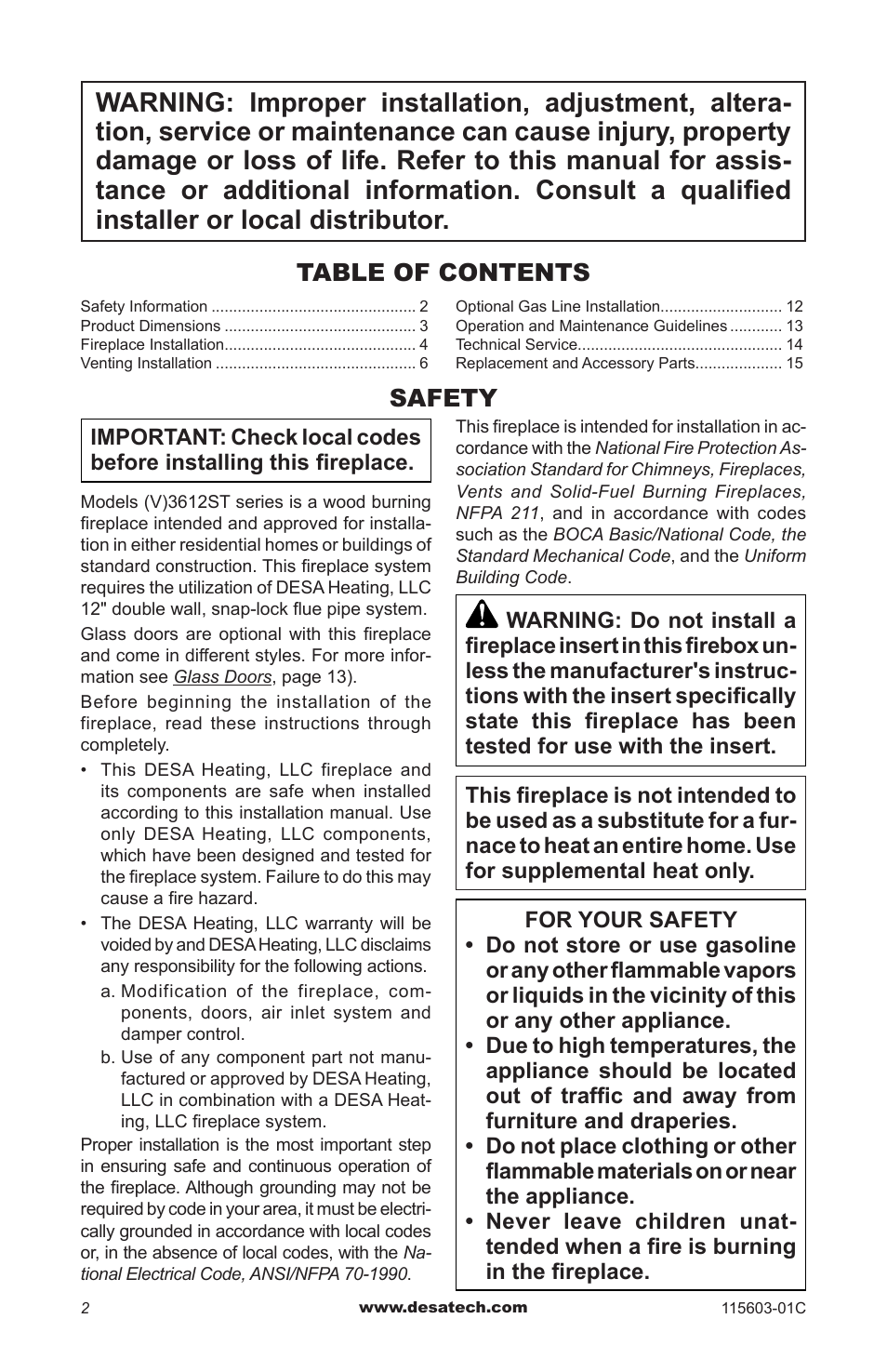 Safety information | Desa (V)3612ST User Manual | Page 2 / 16
