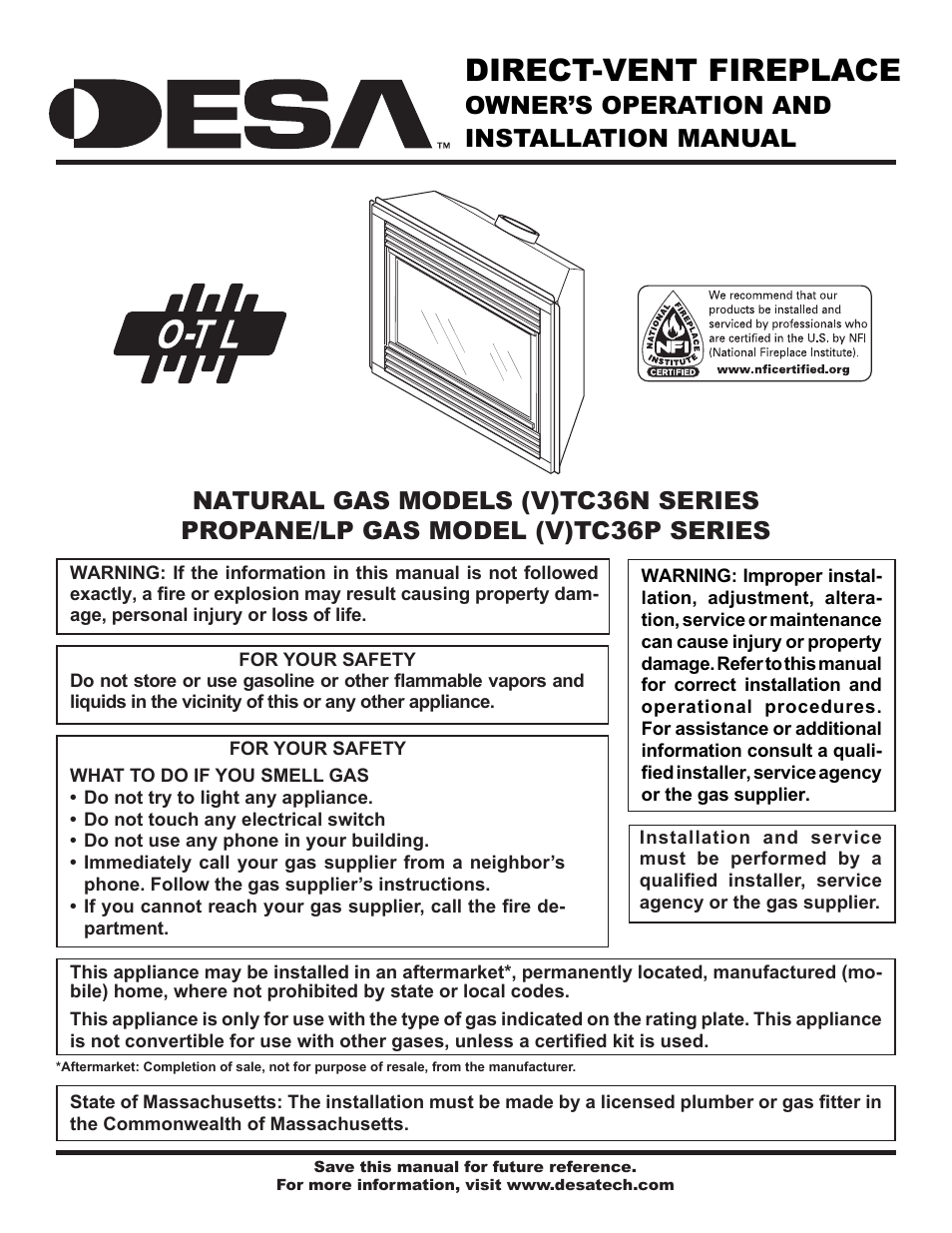 Desa (V)TC36N User Manual | 40 pages