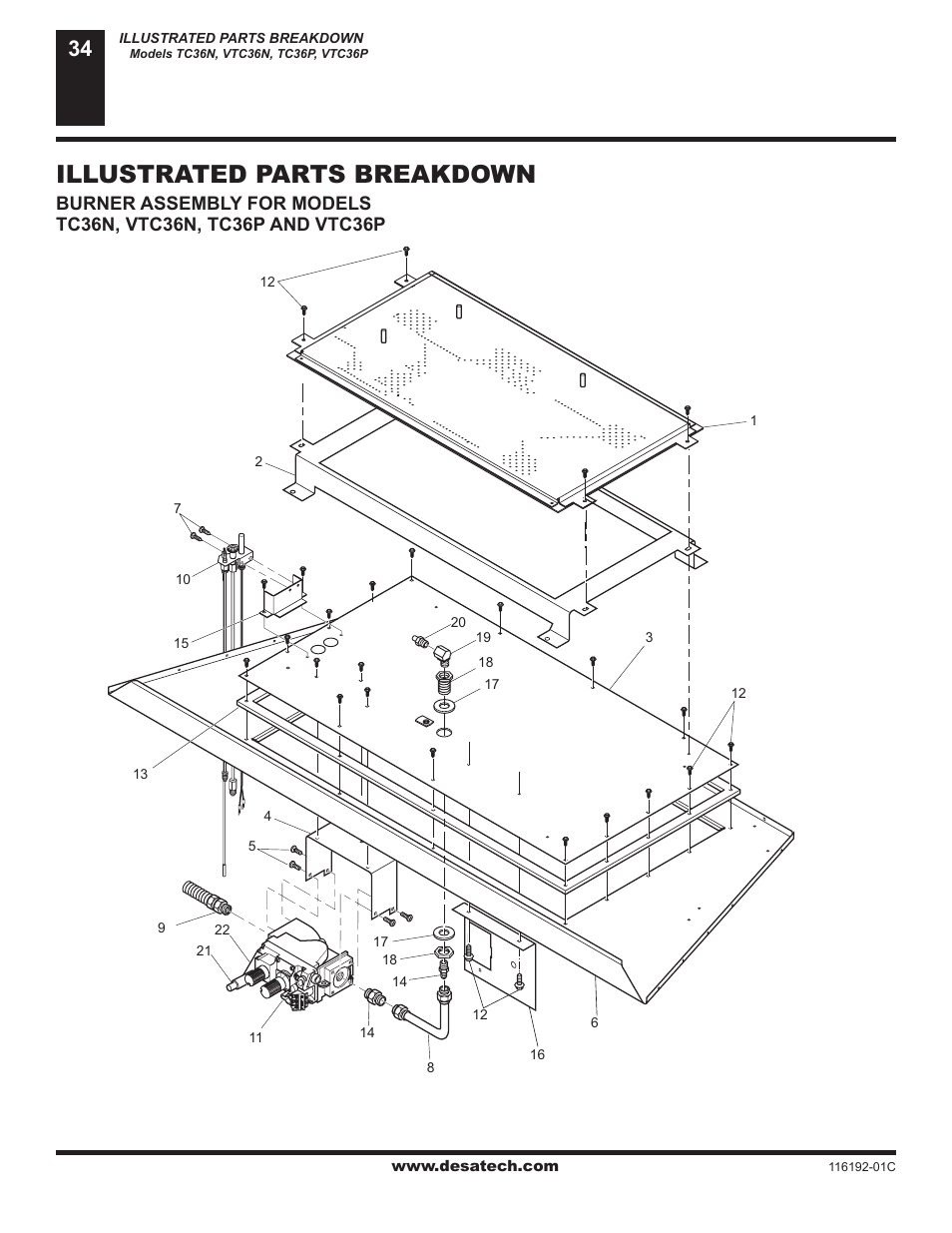 Illustrated parts breakdown | Desa (V)TC36N User Manual | Page 34 / 40