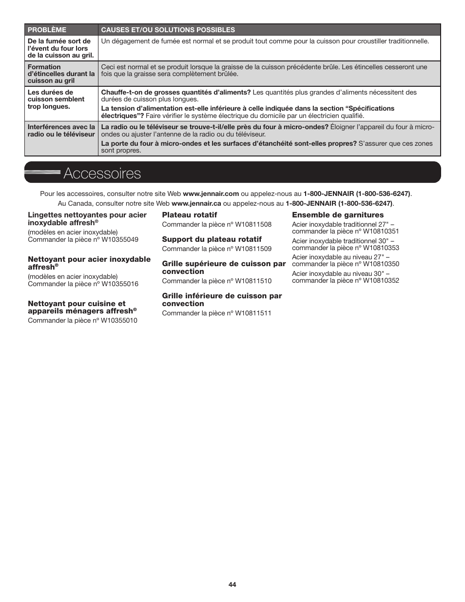 Accessoires | JennAir Stainless Steel Series 25 Inch Countertop Convection Microwave Oven Use and Care Guide User Manual | Page 44 / 48