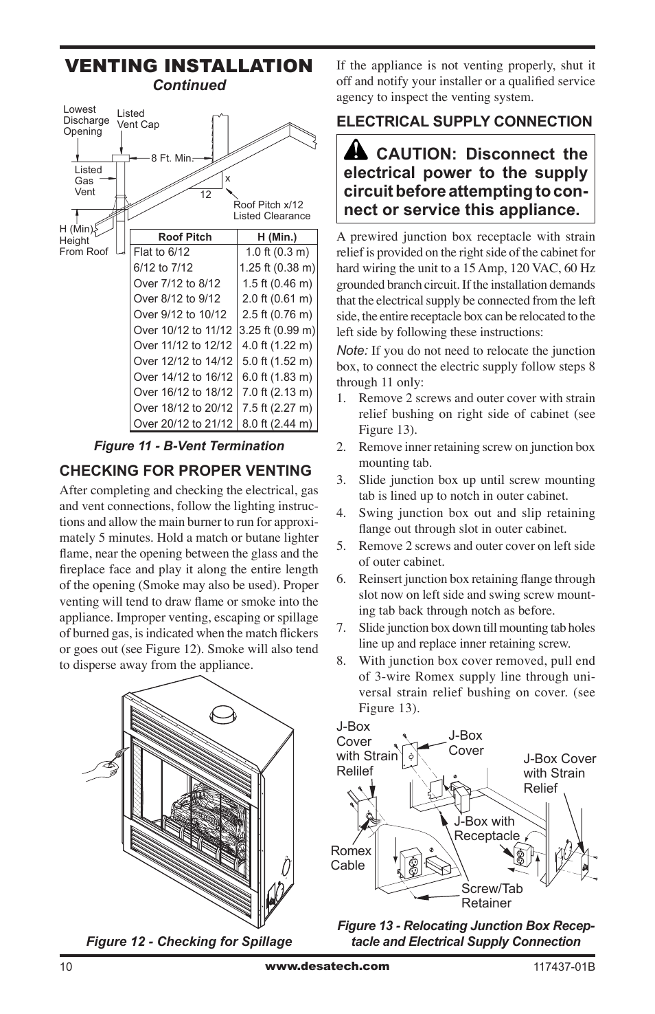 Venting installation | Desa (V)CB36N(E) User Manual | Page 10 / 36