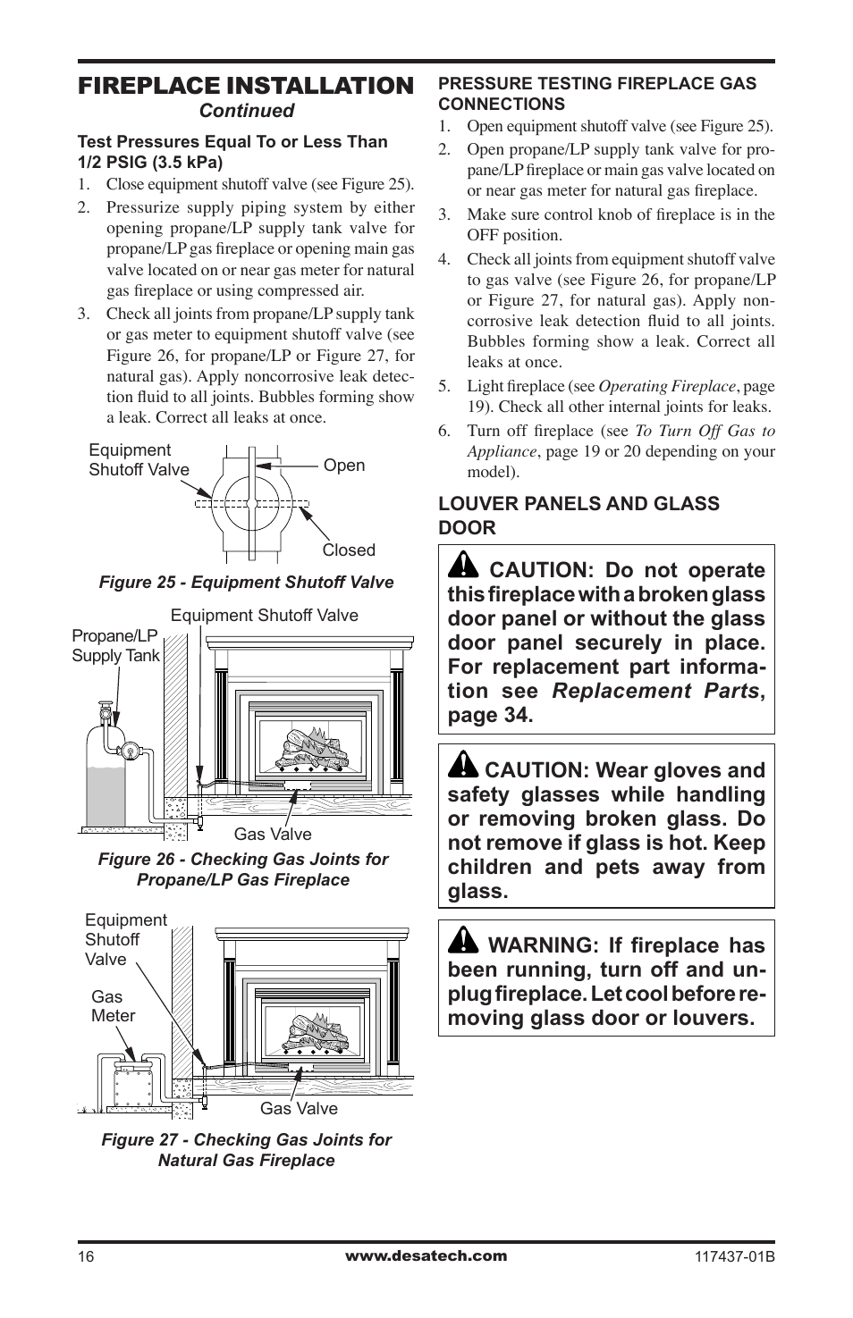 Fireplace installation | Desa (V)CB36N(E) User Manual | Page 16 / 36