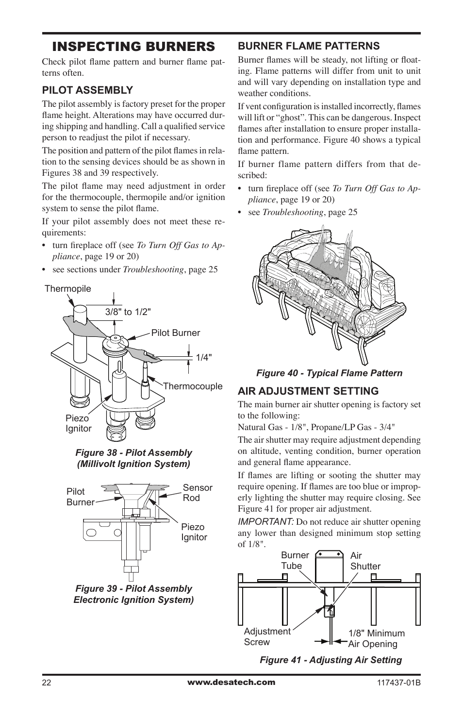 Inspecting burners | Desa (V)CB36N(E) User Manual | Page 22 / 36