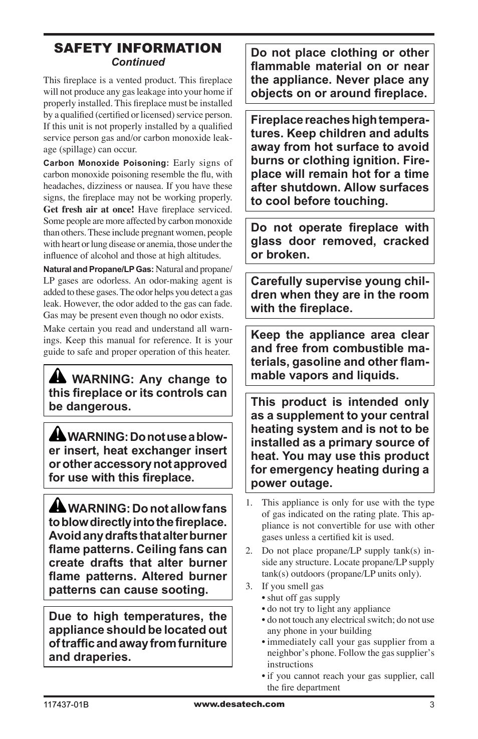 Safety information | Desa (V)CB36N(E) User Manual | Page 3 / 36