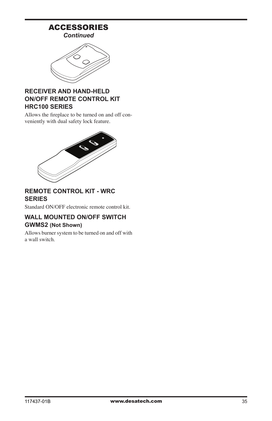 Accessories | Desa (V)CB36N(E) User Manual | Page 35 / 36