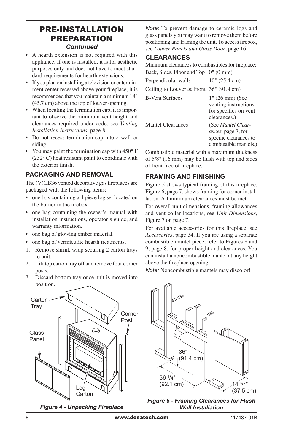 Pre-installation preparation | Desa (V)CB36N(E) User Manual | Page 6 / 36