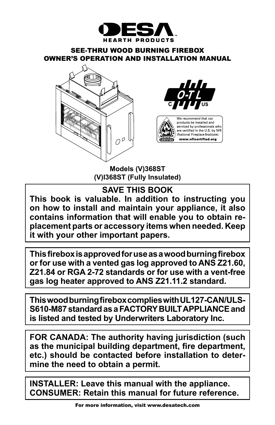 Desa (V)368ST User Manual | 16 pages