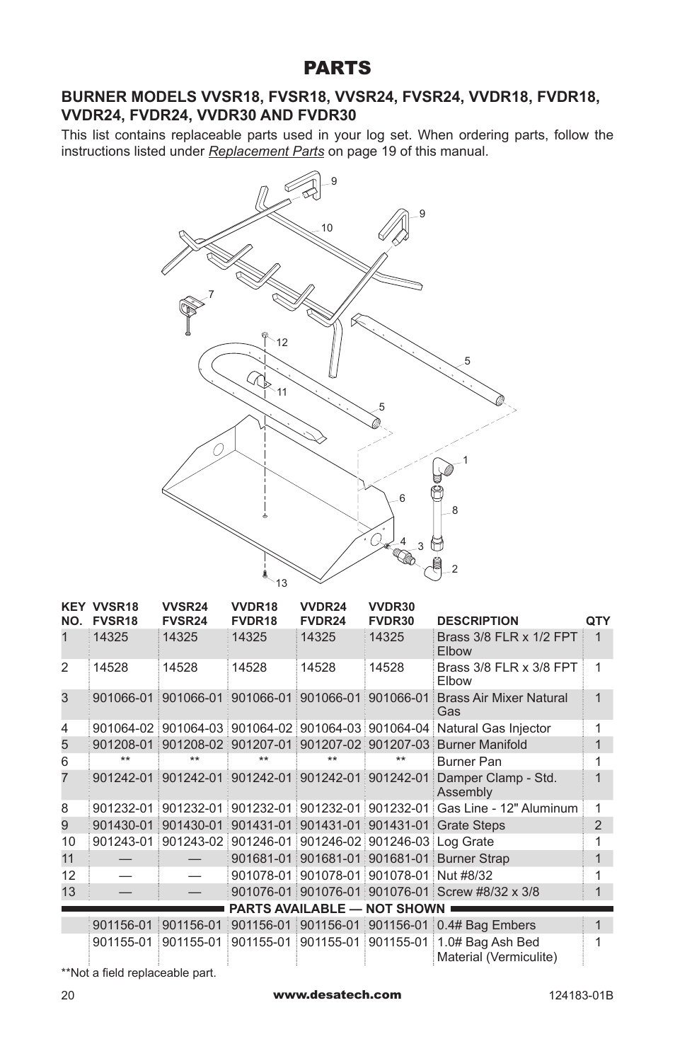 Parts | Desa VVDR24 User Manual | Page 20 / 28