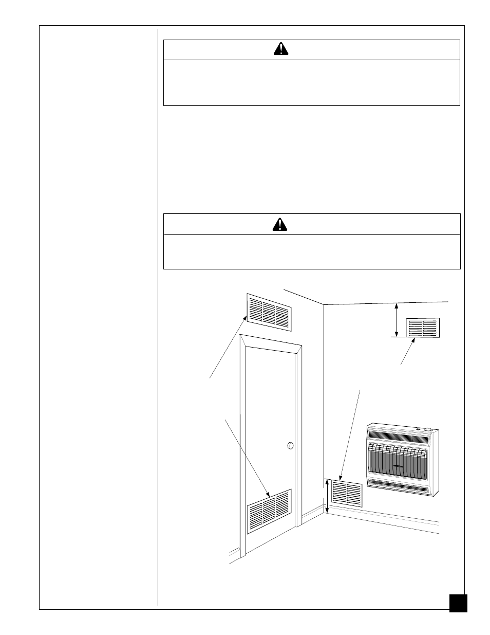Air for combustion and ventilation, Warning | Desa CGP18C User Manual | Page 7 / 32