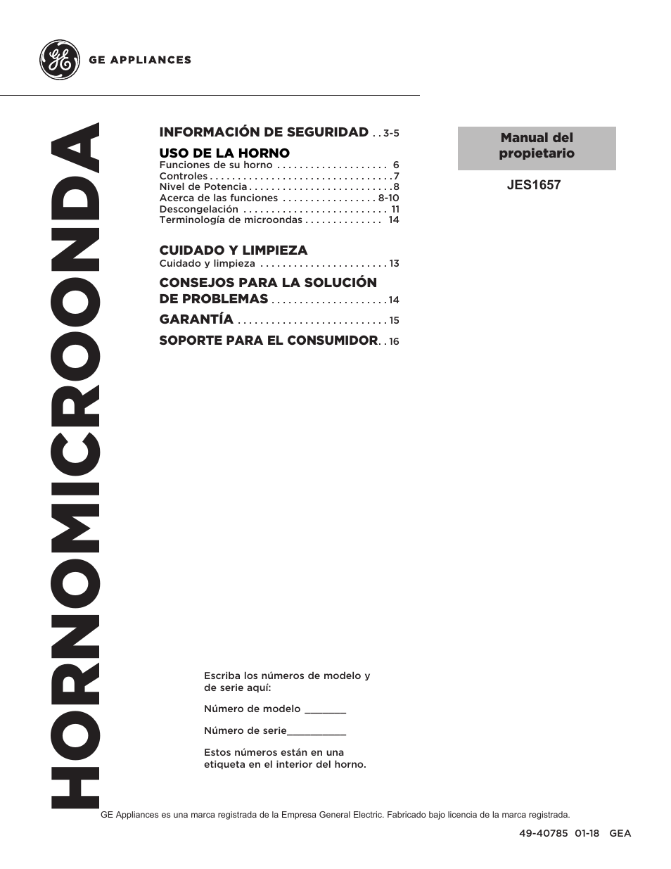 40785_sp, Hornomicroonda | GE 1.6 cu. ft. Countertop Microwave Oven Use and Care Guide User Manual | Page 17 / 32