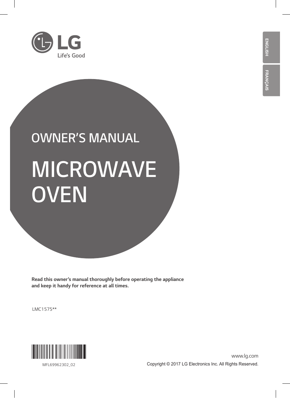 LG 1.5 cu. ft. Countertop Microwave User Manual User Manual | 64 pages