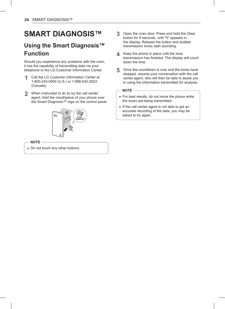Smart diagnosis, Using the smart diagnosis™ function | LG 1.5 cu. ft. Countertop Microwave User Manual User Manual | Page 24 / 64