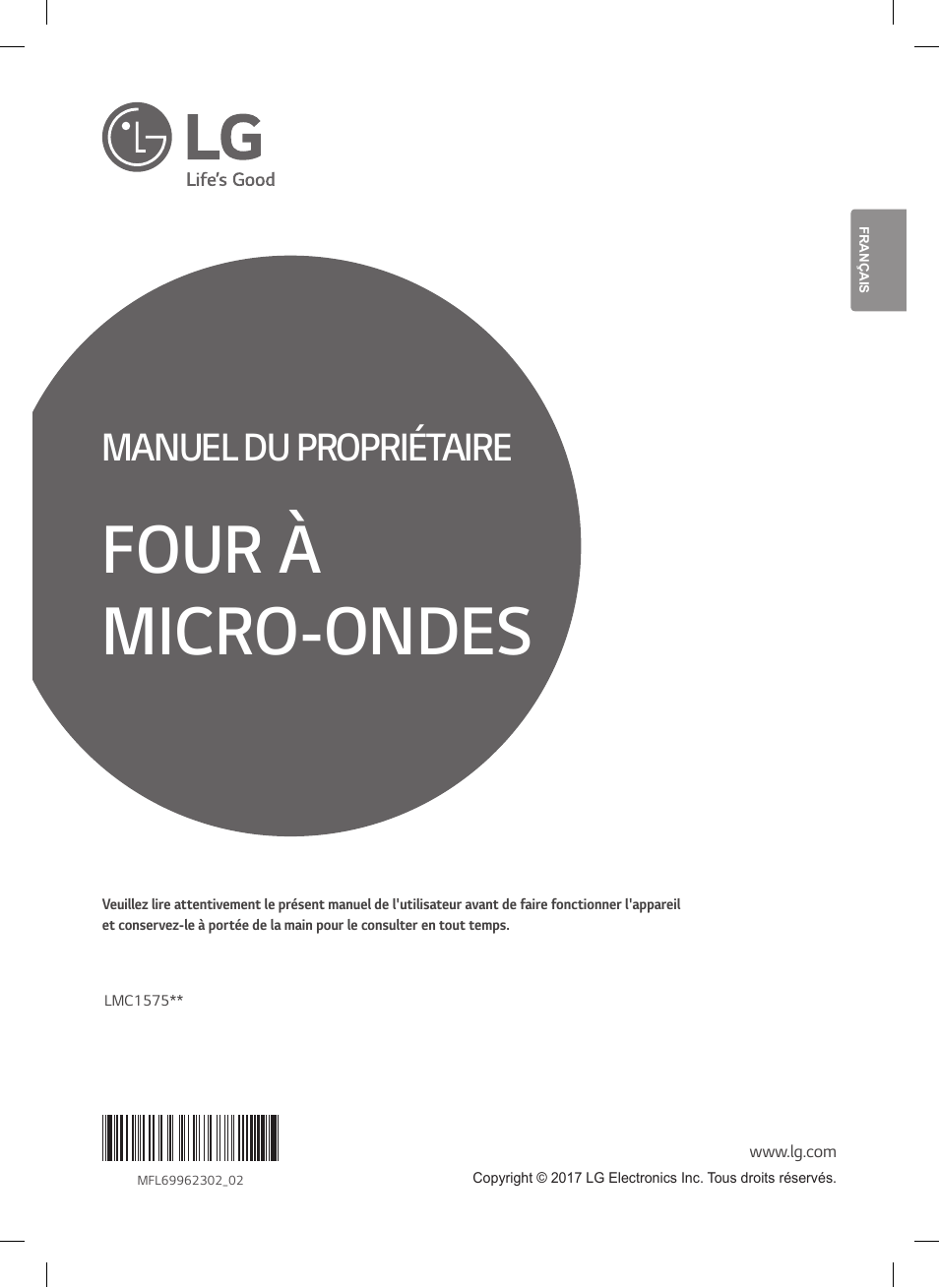 Four à micro-ondes, Manuel du propriétaire | LG 1.5 cu. ft. Countertop Microwave User Manual User Manual | Page 33 / 64