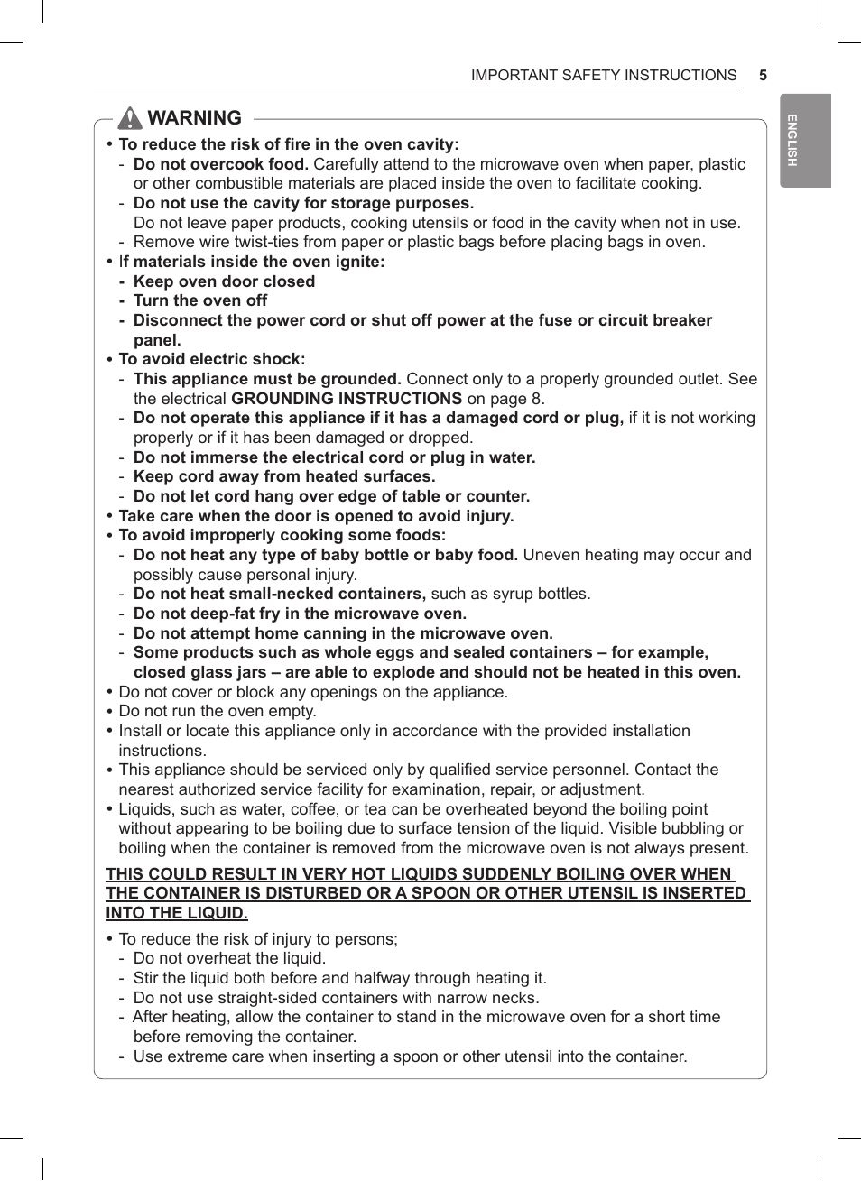 LG 1.5 cu. ft. Countertop Microwave User Manual User Manual | Page 5 / 64